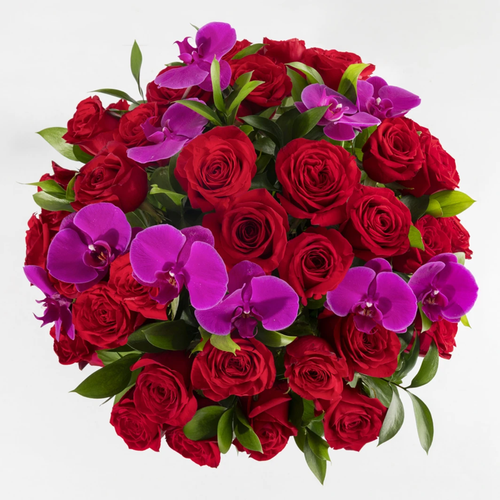 “Instant” Arrangement of Red Roses and Orchids