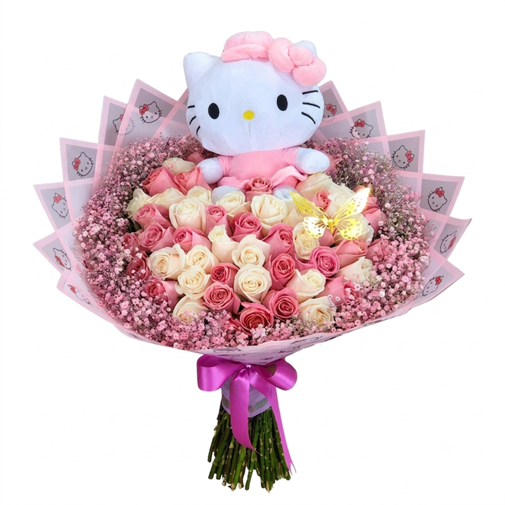 Bouquet of 50 Hello Kitty Roses