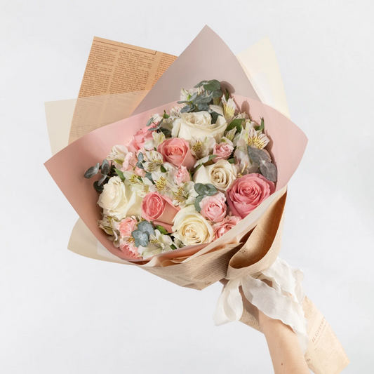 Sweetheart: Bouquet of Pink and White Roses