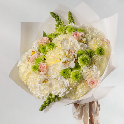 Bouquet of White Carnations and Daisies