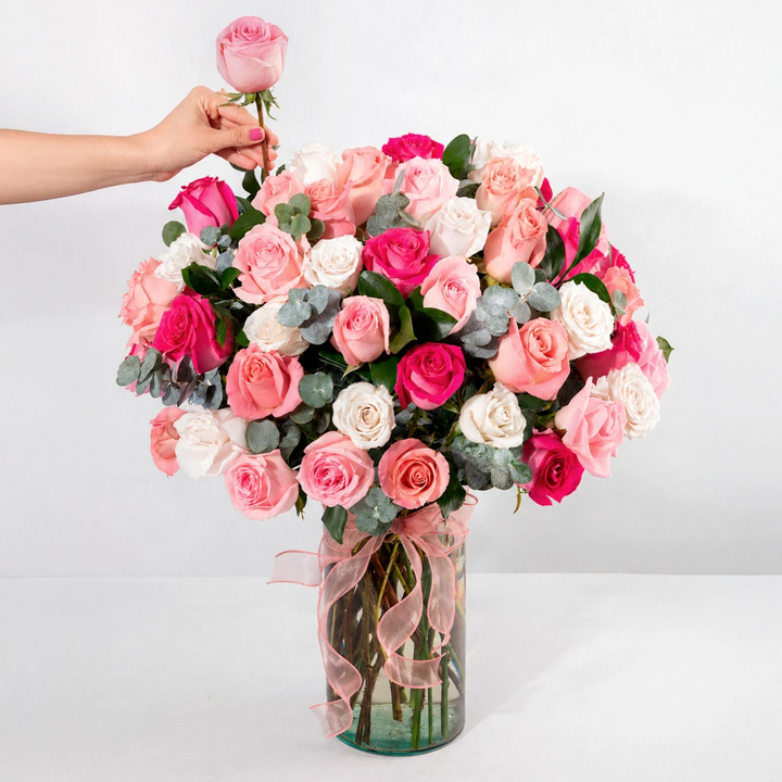 Assorted 50-Rose Arrangement