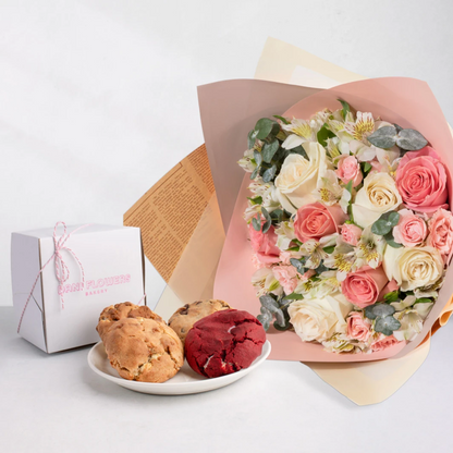 Dani Flowers Cookies with a Bouquet of Roses