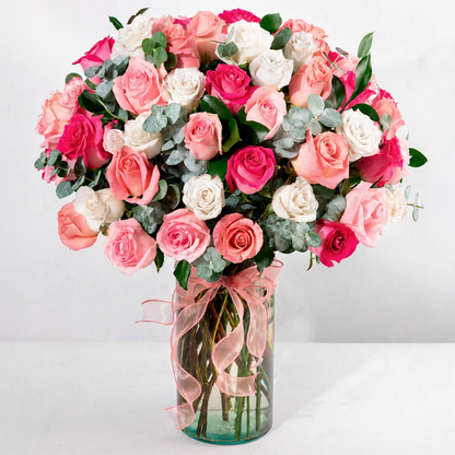 Assorted 50-Rose Arrangement