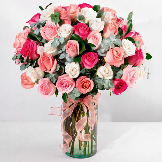 Assorted 50-Rose Arrangement