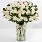 50 White Roses in a Vase