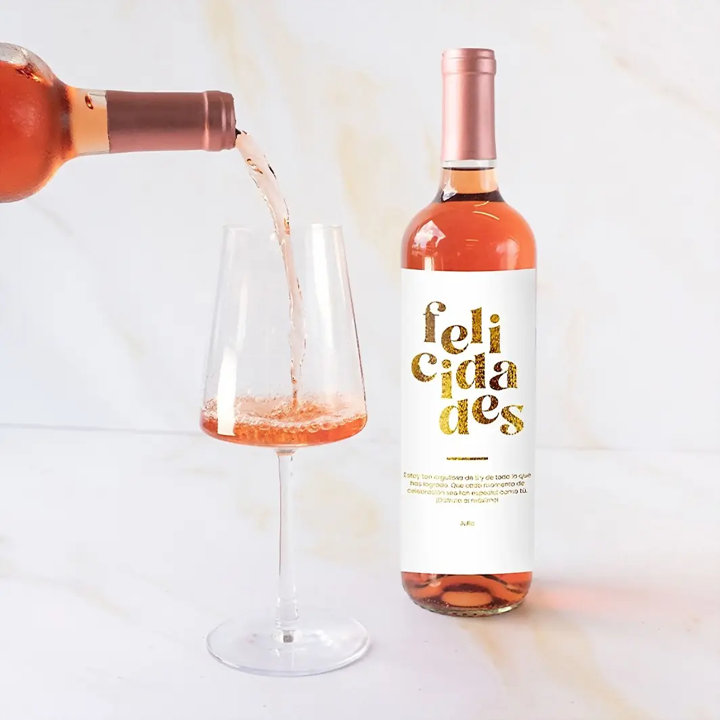 Personalized Rosé Wine with a “Congratulations” Label