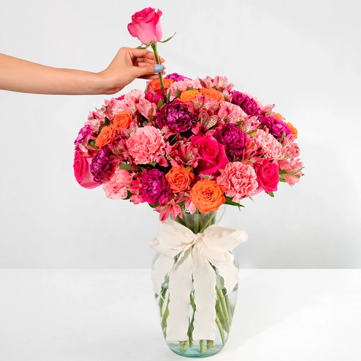 Flower Arrangement with Roses and Carnations