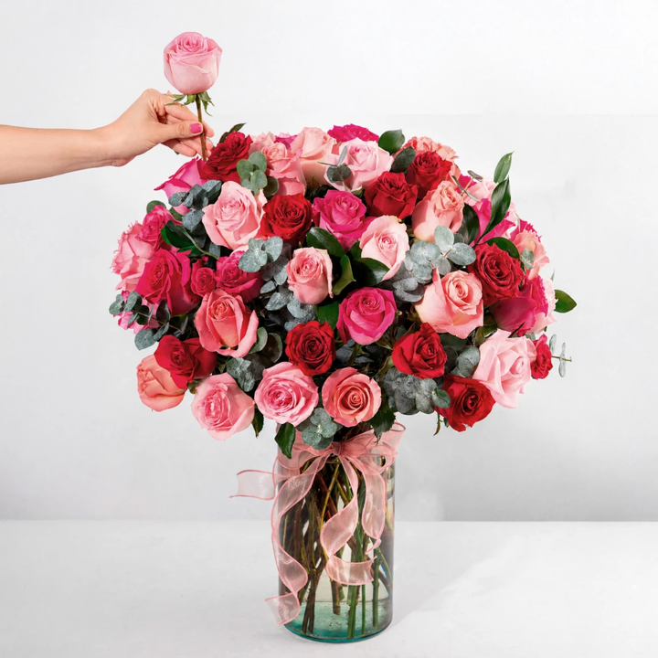 Assorted 50-Rose Arrangement